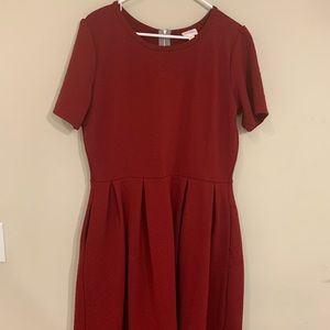 LuLaRoe Maroon Amelia Dress with Pockets